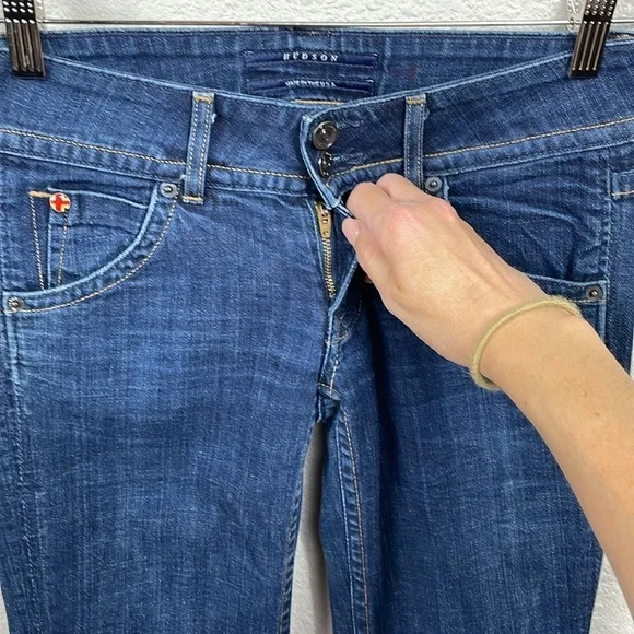 Vintage Hudson Flap Pocket Low Rise Y2K Jeans Dark Wash Sz 25 - Picture 3 of 13